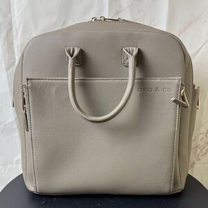 ayla & co Taupe Baby Bag - Structured Diaper Tote